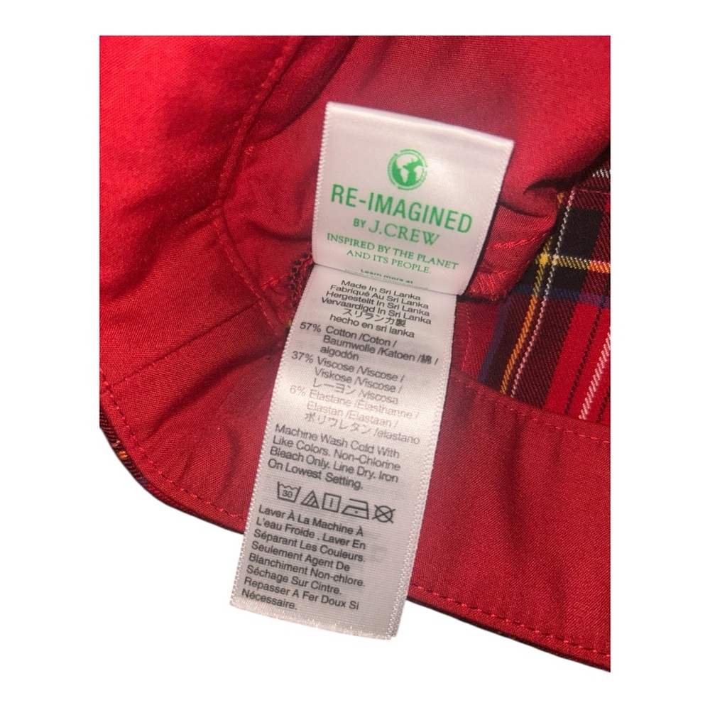 J.Crew‎ Kelsey Cropped Flare Pants Red Tartan Plaid NWT Size 12 - Picture 6 of 8
